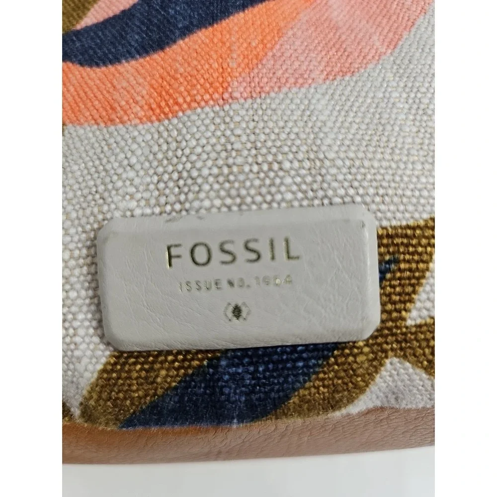 VTG Fossil Shoulder Bag‎ Leather Accents - Canvas Hobo